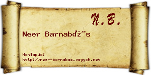 Neer Barnabás névjegykártya